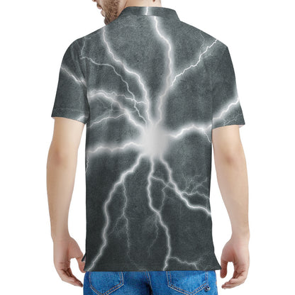 White Lightning Print Men's Polo Shirt