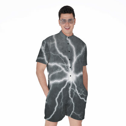 White Lightning Print Men's Rompers