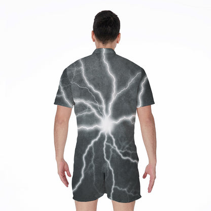 White Lightning Print Men's Rompers