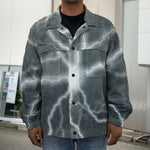 White Lightning Print Men's Shirt Jacket