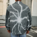 White Lightning Print Men's Shirt Jacket