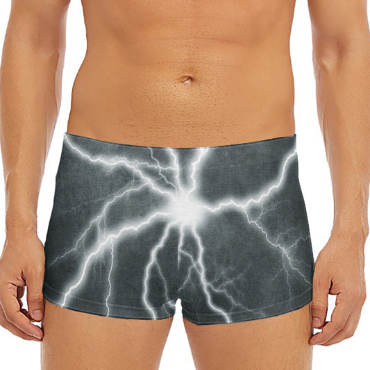 White Lightning Print Men's Short Boxer Briefs