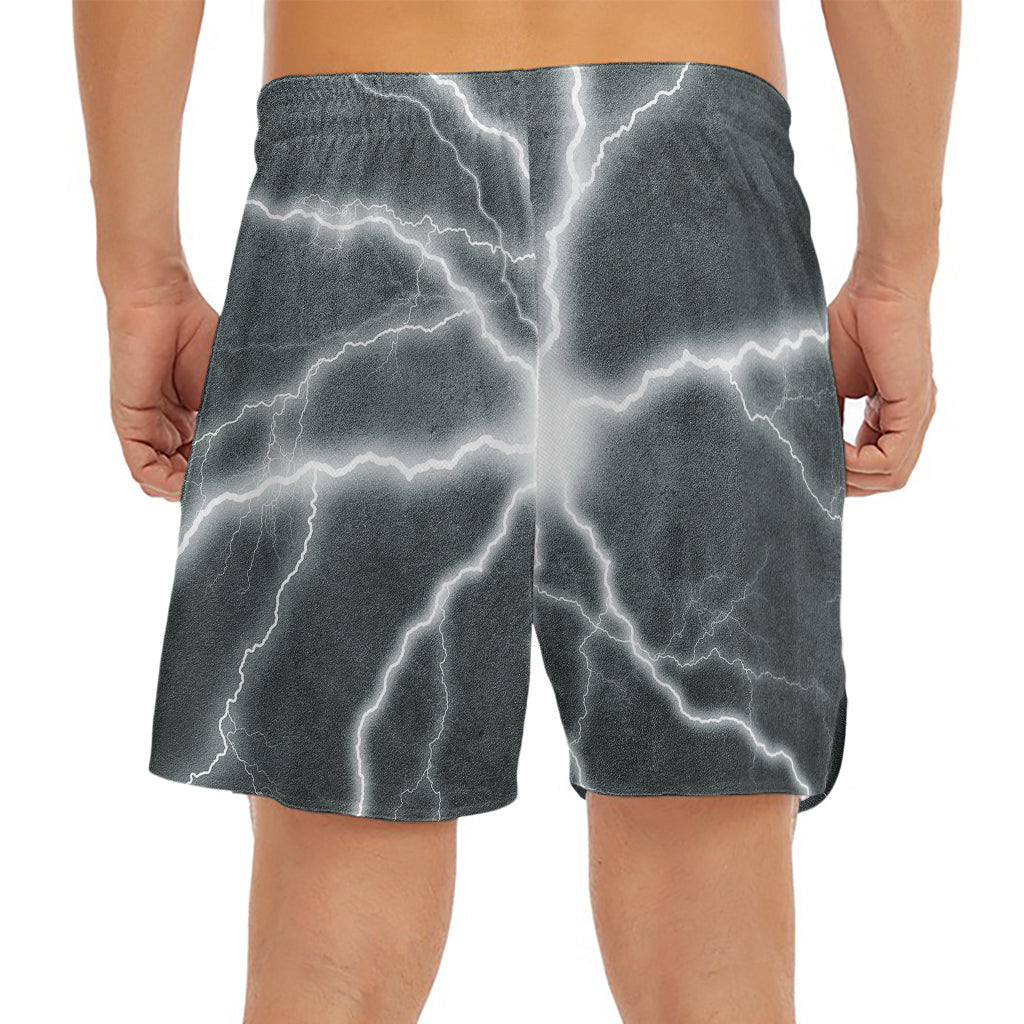 White Lightning Print Men's Split Running Shorts