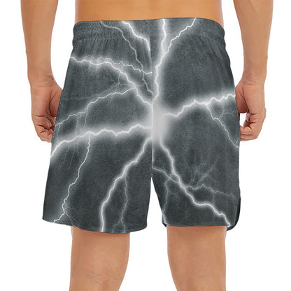 White Lightning Print Men's Split Running Shorts