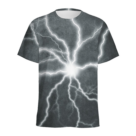 White Lightning Print Men's Sports T-Shirt
