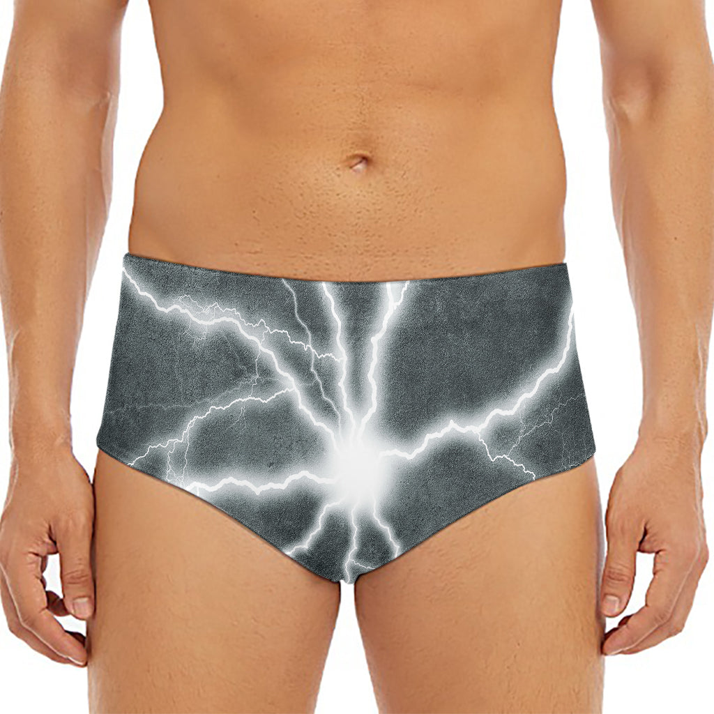 White Lightning Print Men's Triangle Swim Briefs