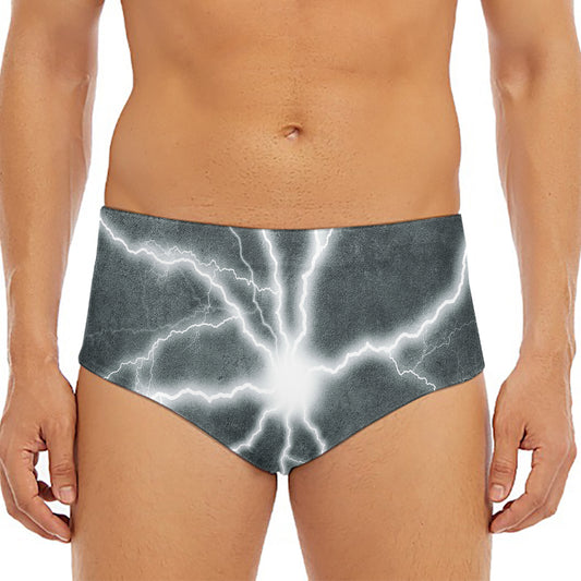 White Lightning Print Men's Triangle Swim Briefs