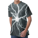 White Lightning Print Men's Velvet T-Shirt