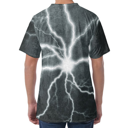 White Lightning Print Men's Velvet T-Shirt