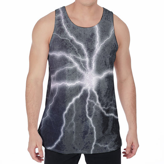 White Lightning Print Men's Velvet Tank Top