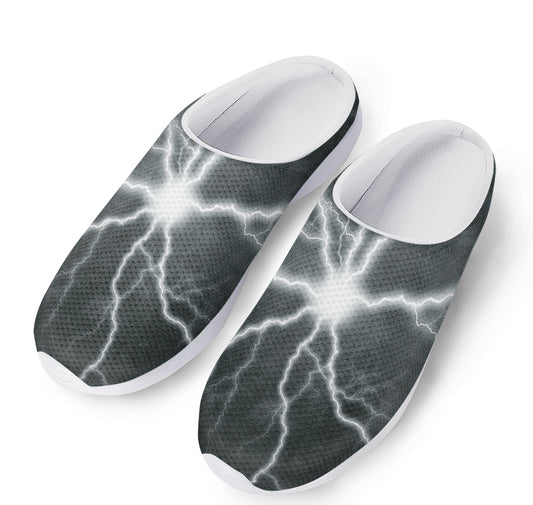 White Lightning Print Mesh Casual Shoes