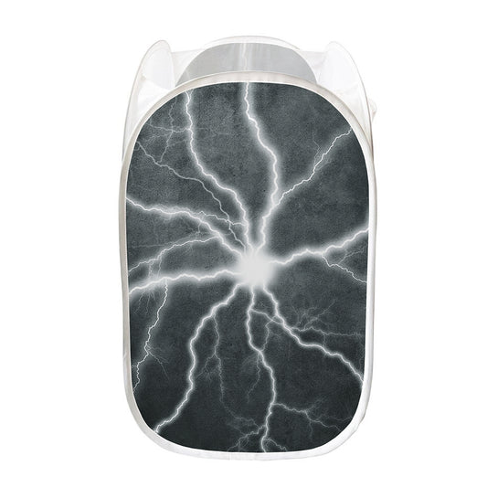White Lightning Print Mesh Laundry Hamper
