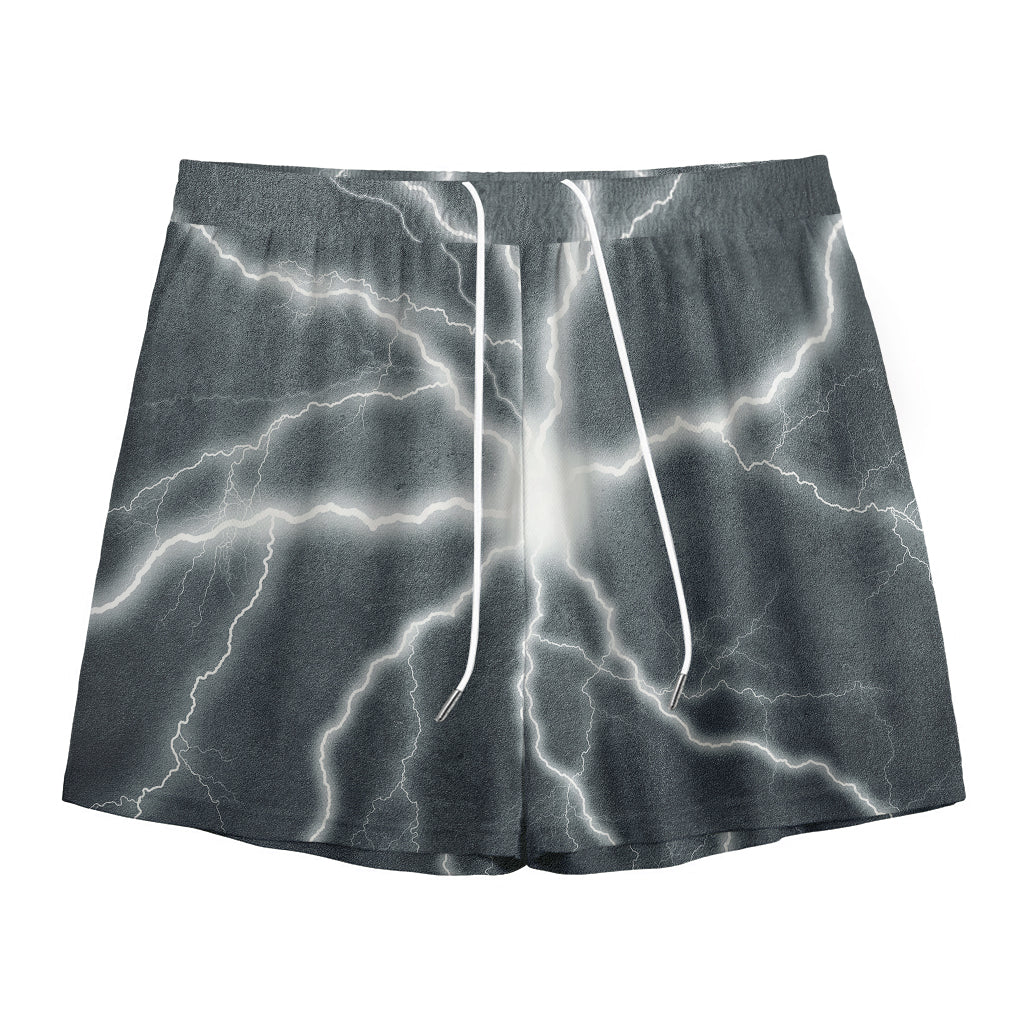 White Lightning Print Mesh Shorts
