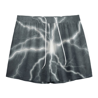 White Lightning Print Mesh Shorts