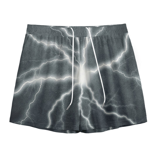 White Lightning Print Mesh Shorts