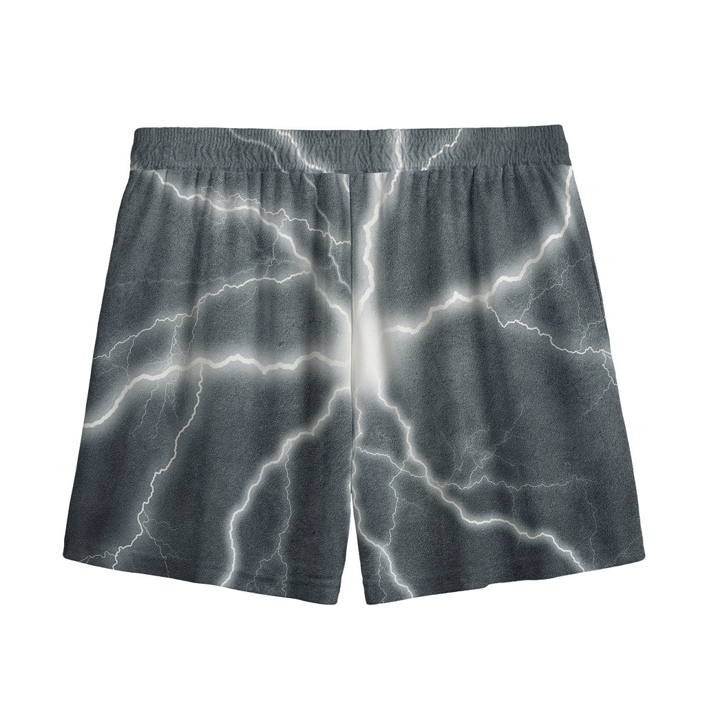 White Lightning Print Mesh Shorts