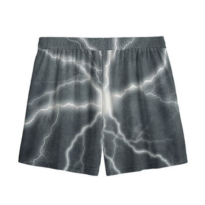 White Lightning Print Mesh Shorts