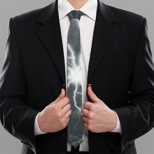 White Lightning Print Necktie