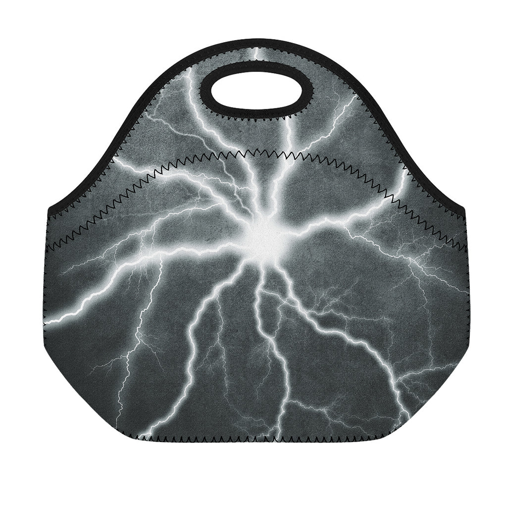 White Lightning Print Neoprene Lunch Bag