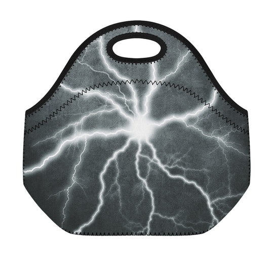White Lightning Print Neoprene Lunch Bag