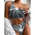 White Lightning Print One Shoulder Bikini Set