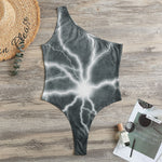 White Lightning Print One Shoulder Bodysuit
