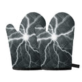 White Lightning Print Oven Mitts