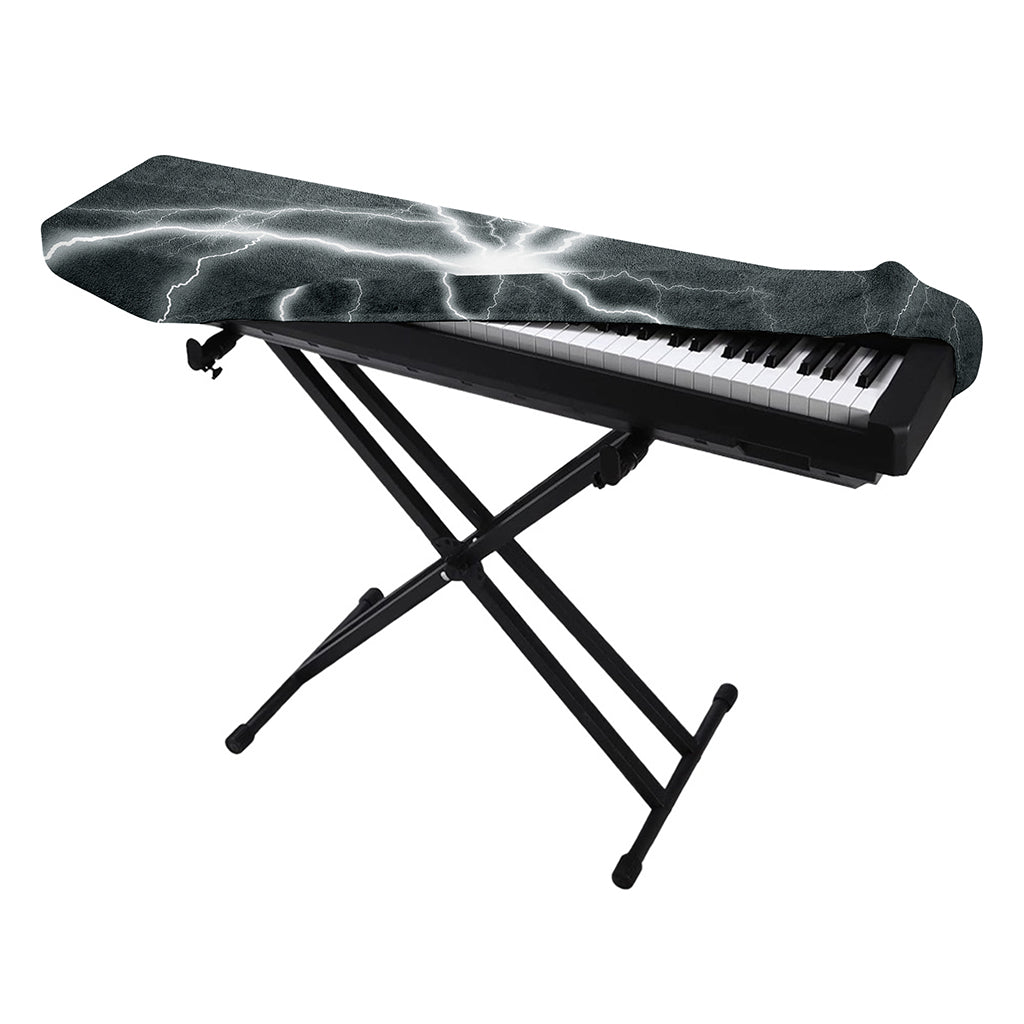 White Lightning Print Piano Keyboard Cover