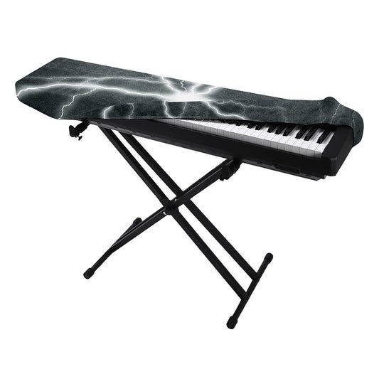 White Lightning Print Piano Keyboard Cover