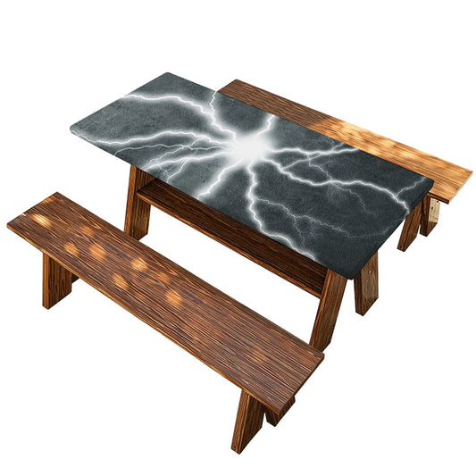 White Lightning Print Picnic Table Cover