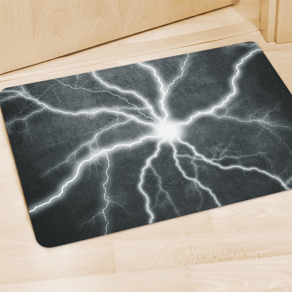White Lightning Print Polyester Doormat