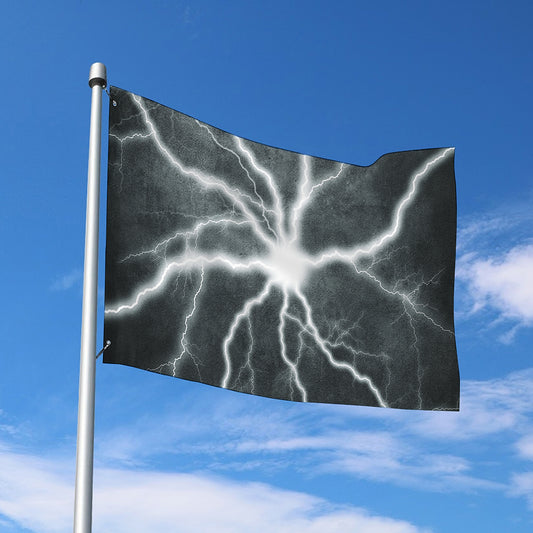 White Lightning Print Polyester Flag