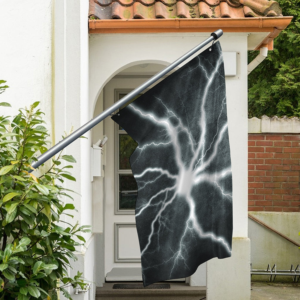 White Lightning Print Polyester Flag
