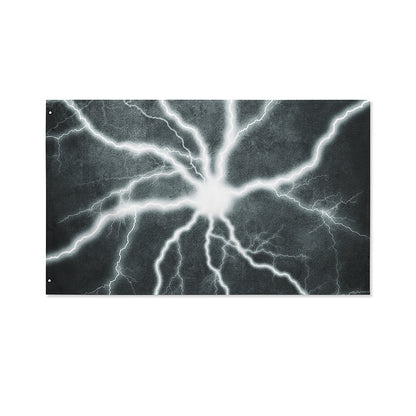 White Lightning Print Polyester Flag