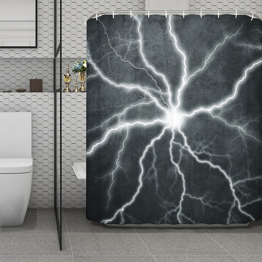 White Lightning Print Polyester Shower Curtain