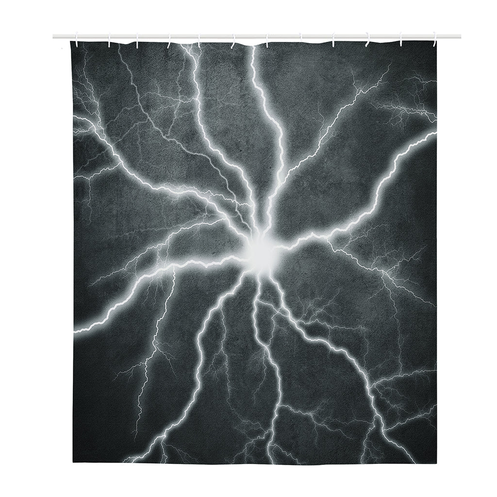 White Lightning Print Polyester Shower Curtain