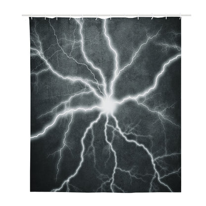 White Lightning Print Polyester Shower Curtain