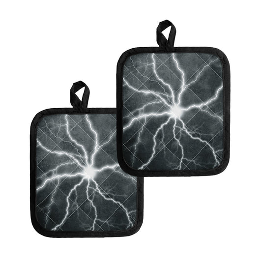 White Lightning Print Pot Holders