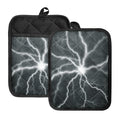 White Lightning Print Pot Holders With Pocket