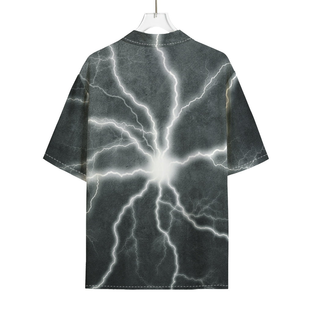 White Lightning Print Rayon Hawaiian Shirt