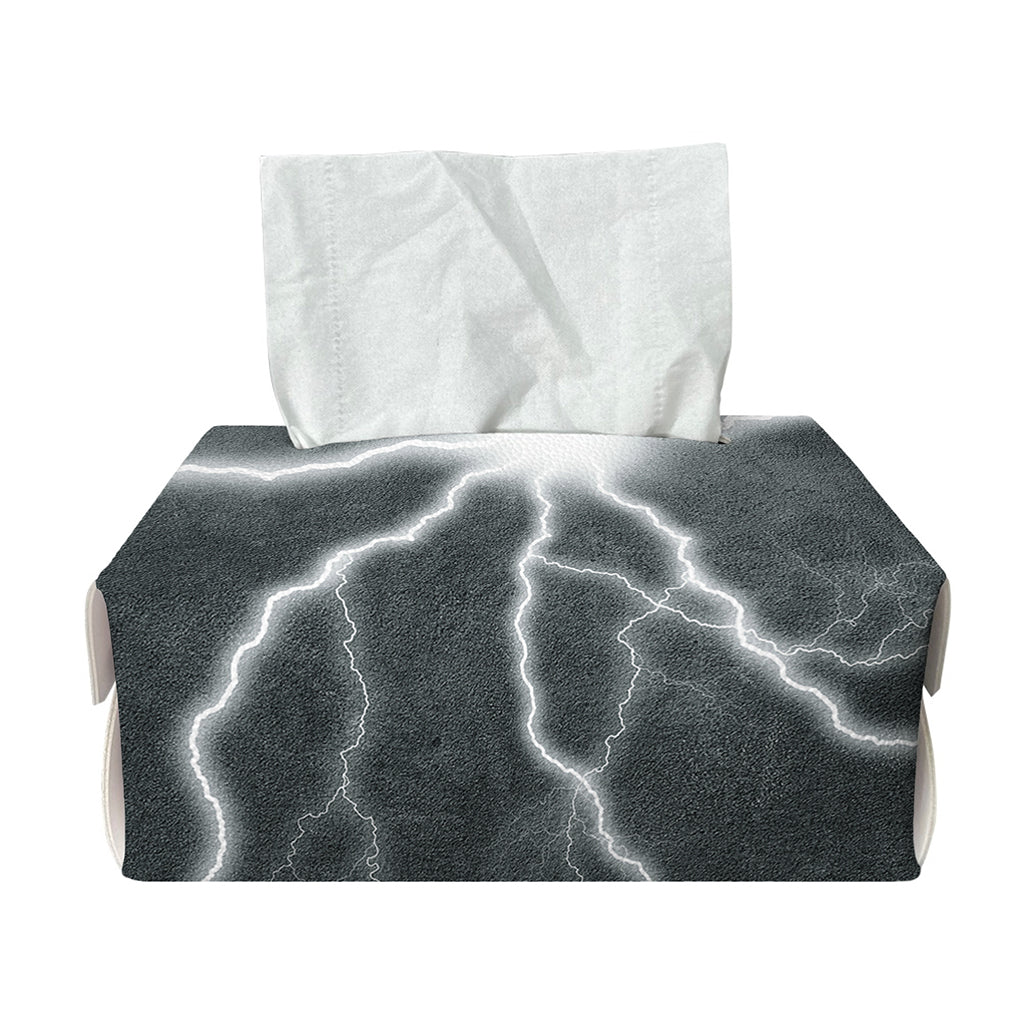 White Lightning Print Rectangle Tissue Box Cover