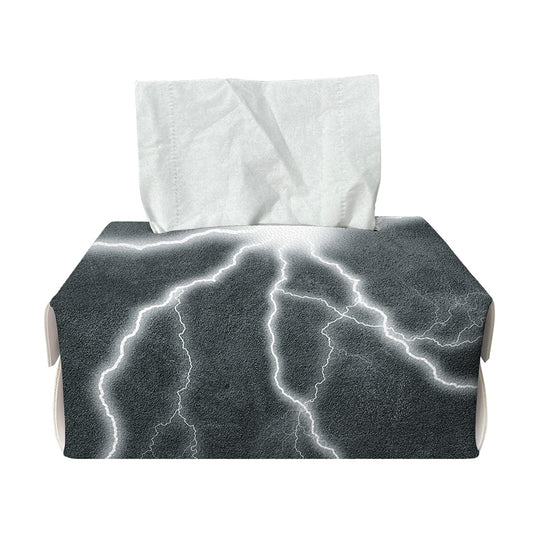 White Lightning Print Rectangle Tissue Box Cover