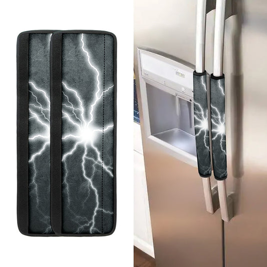 White Lightning Print Refrigerator Handle Covers
