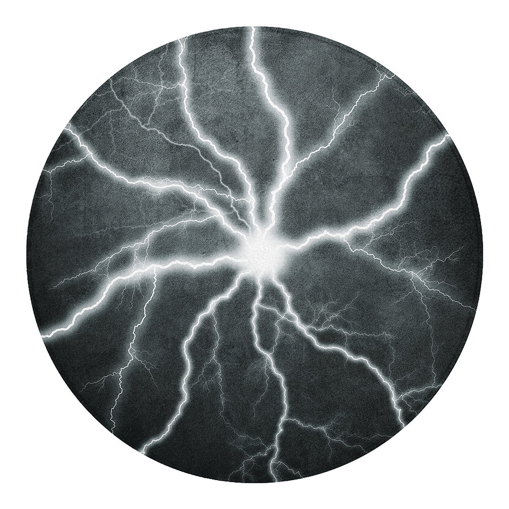 White Lightning Print Round Blanket