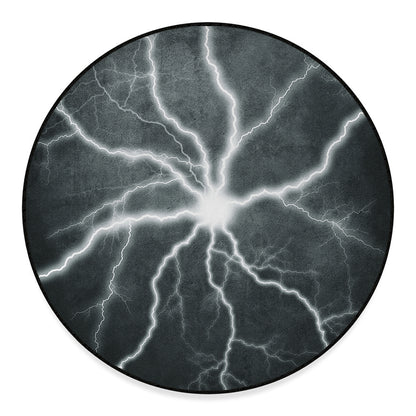 White Lightning Print Round Floor Mat