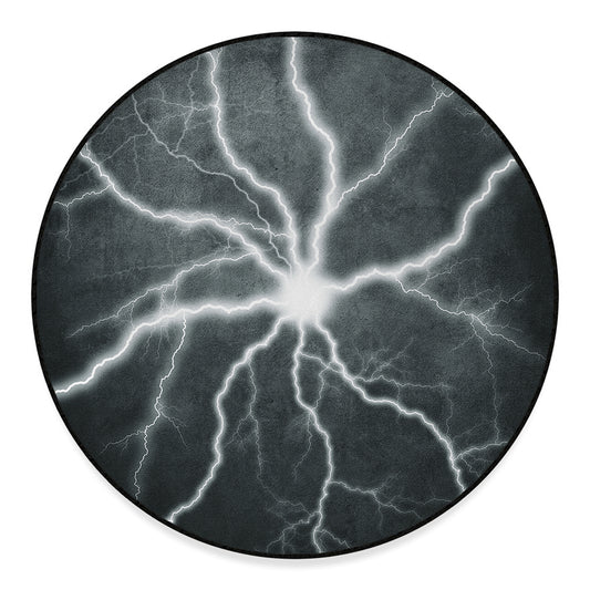 White Lightning Print Round Floor Mat
