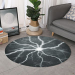 White Lightning Print Round Rug