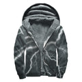 White Lightning Print Sherpa Lined Zip Up Hoodie