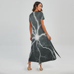 White Lightning Print Short Sleeve Maxi Dress