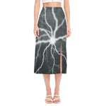 White Lightning Print Side Slit Midi Skirt